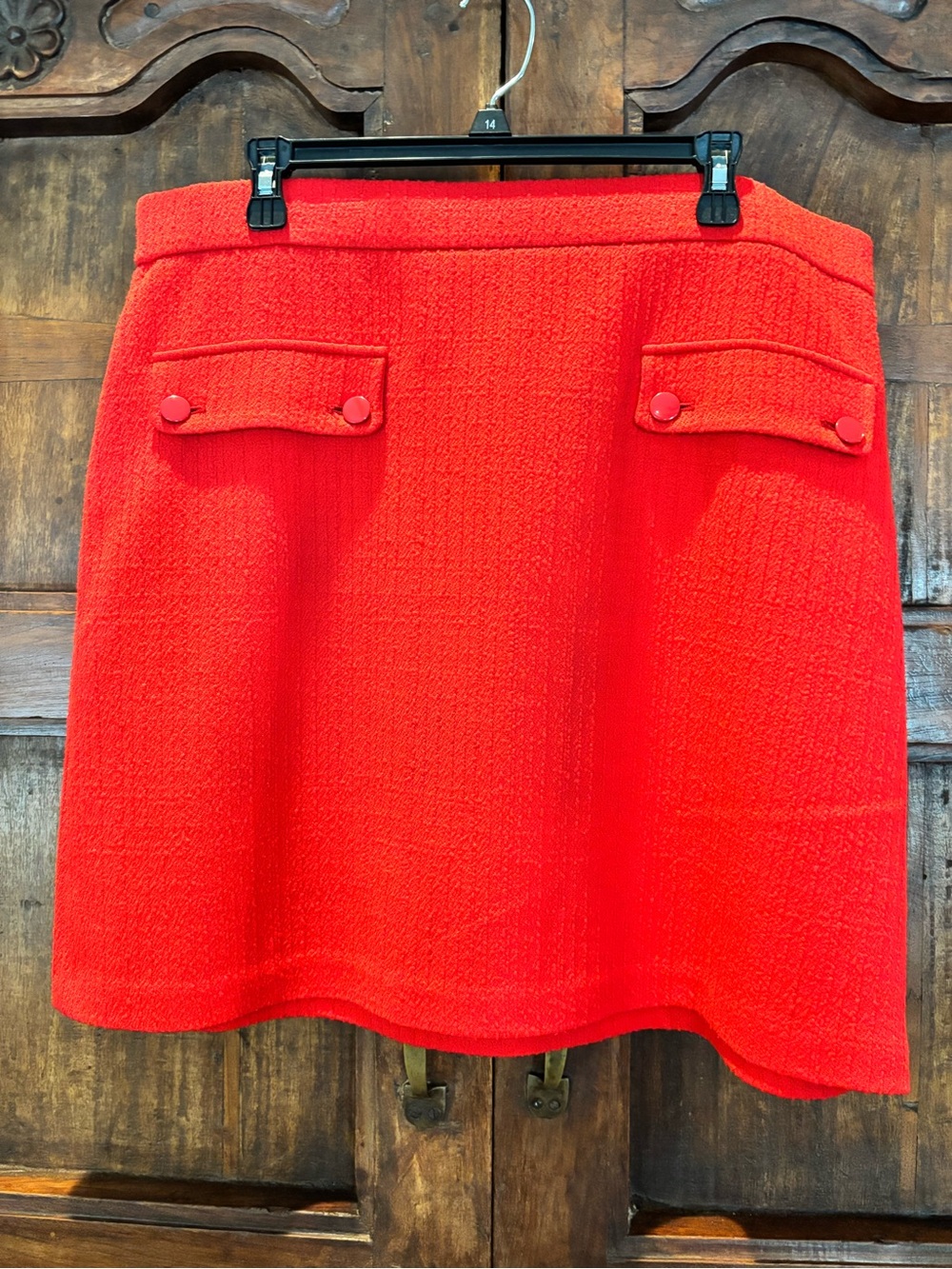 LOFT Vibrant Red Mini Skirt SZ XL Tall Pull on with front pockets classic - Picture 2 of 4